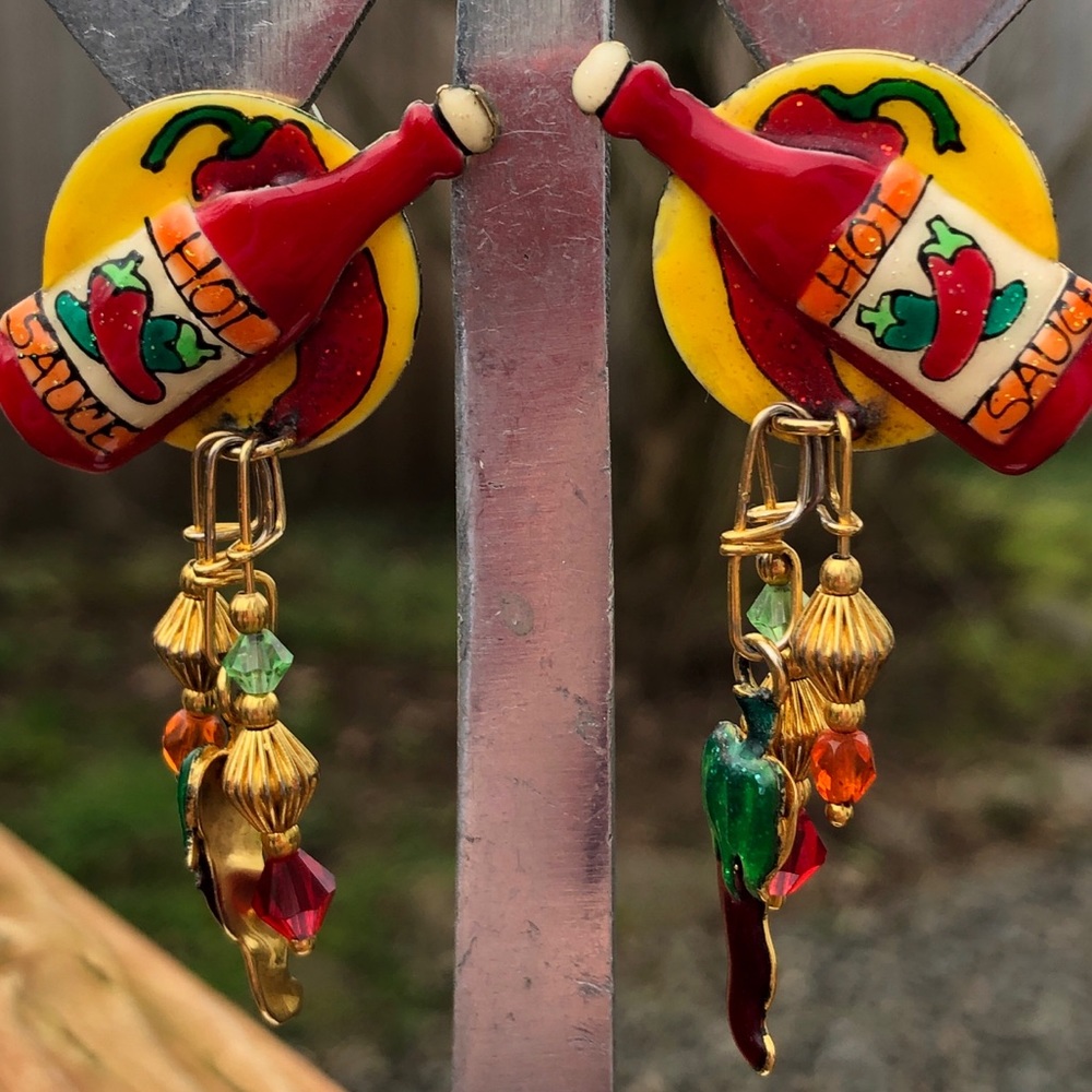 Lunch At The Ritz Vintage hot sauce earrings